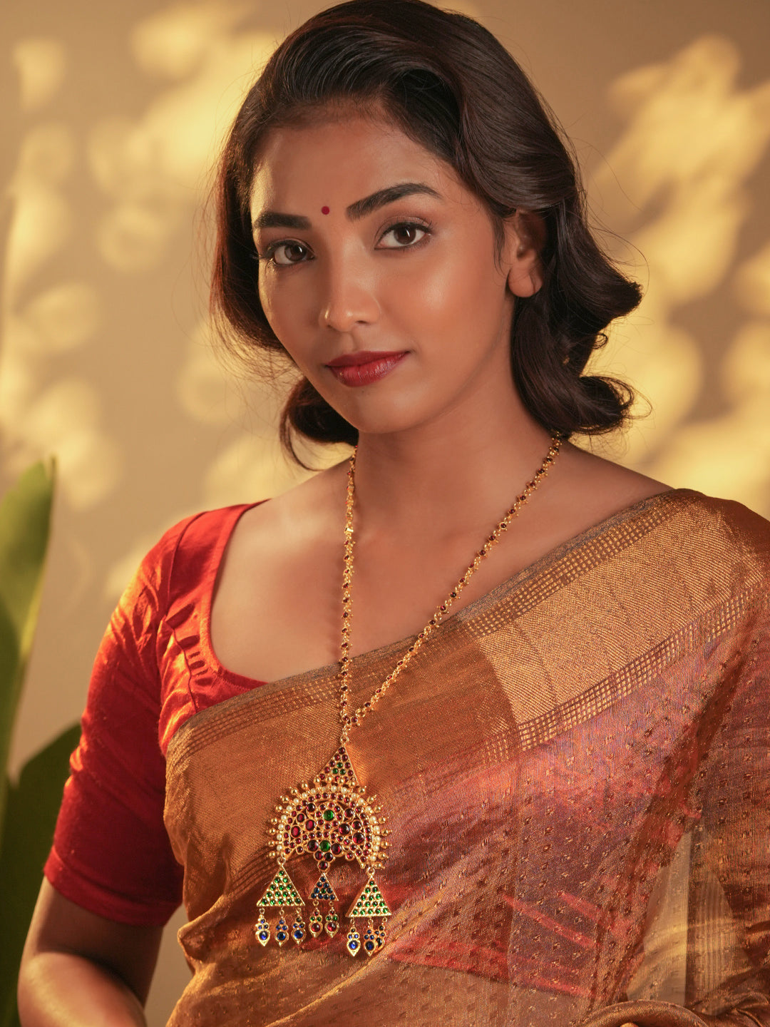 Gold Tone Temple Necklace Set- Surya neckpiece