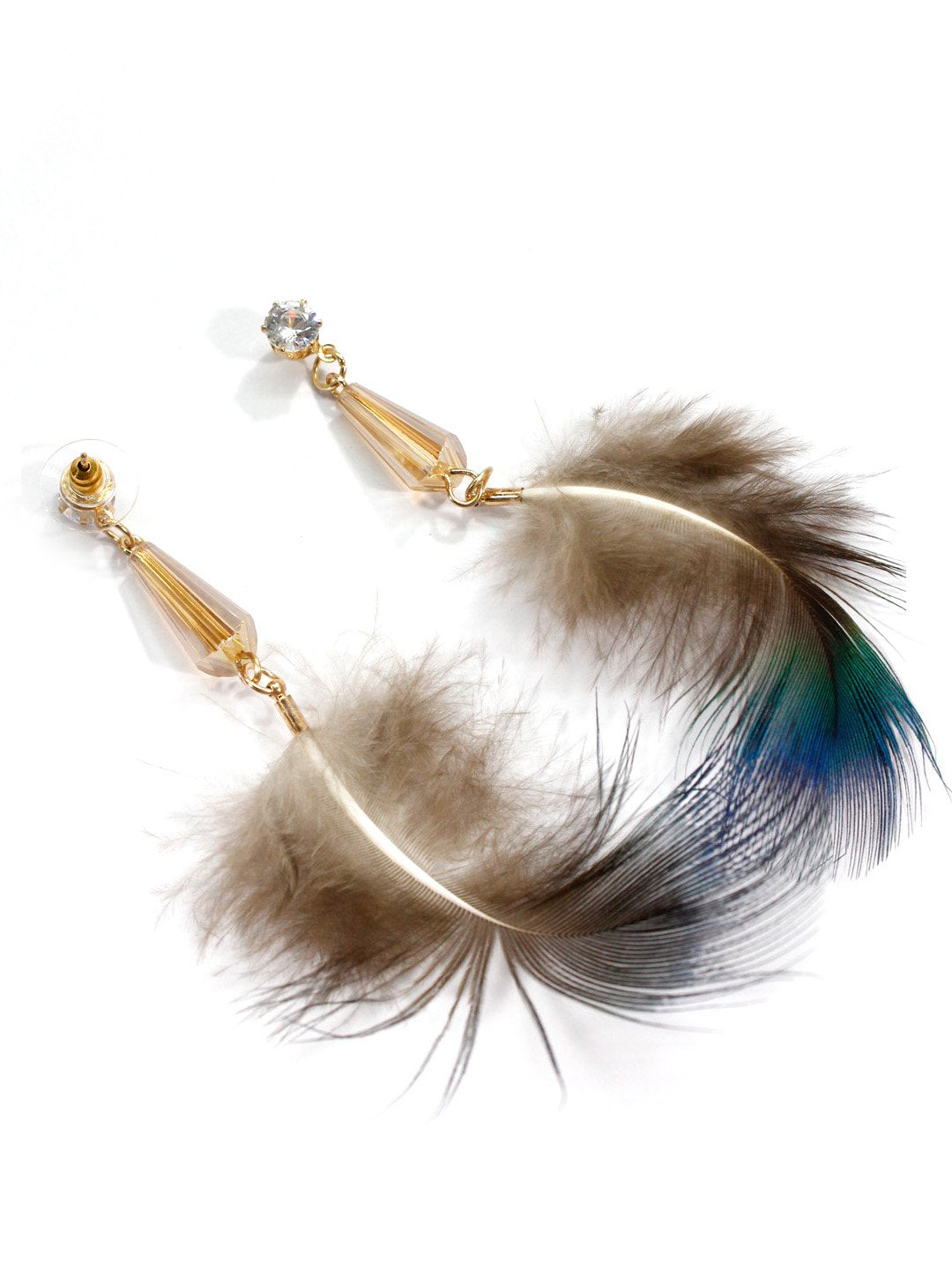 Multicolor Feather Drop Earring