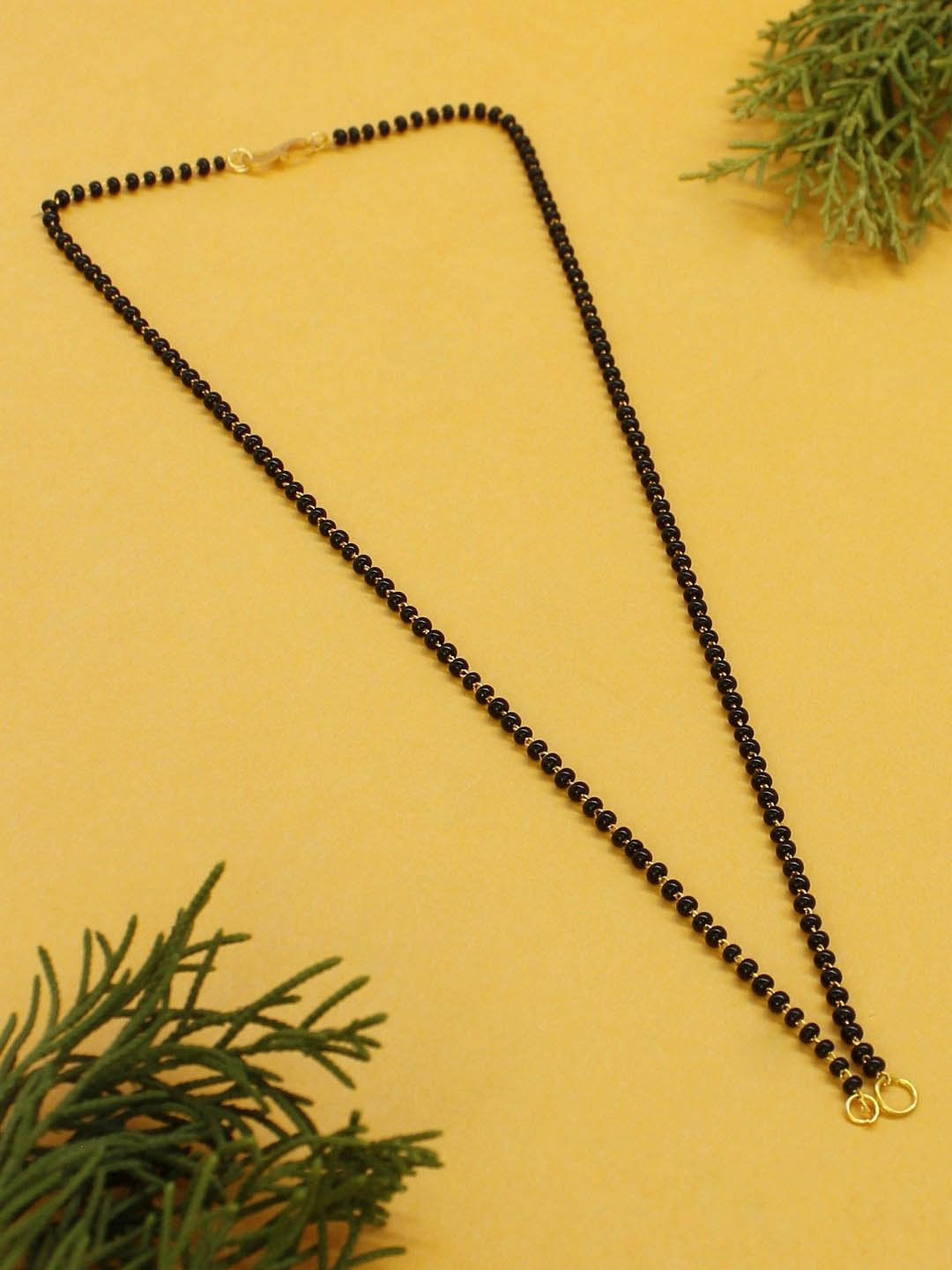 Avismaya Gold Plated Black color Beads Long necklace Mangalsutra