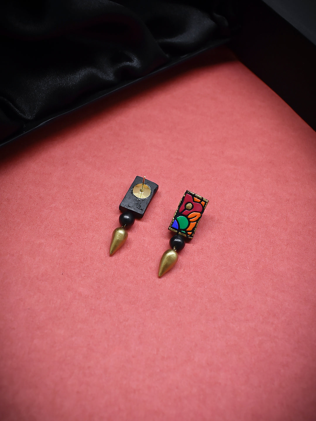 Rectangular Design Hand Painted Terracotta Jewelry Set