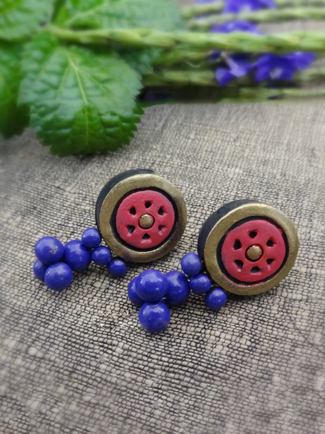 Tear Drop Design Hand Painted Terracotta Jewelry Set