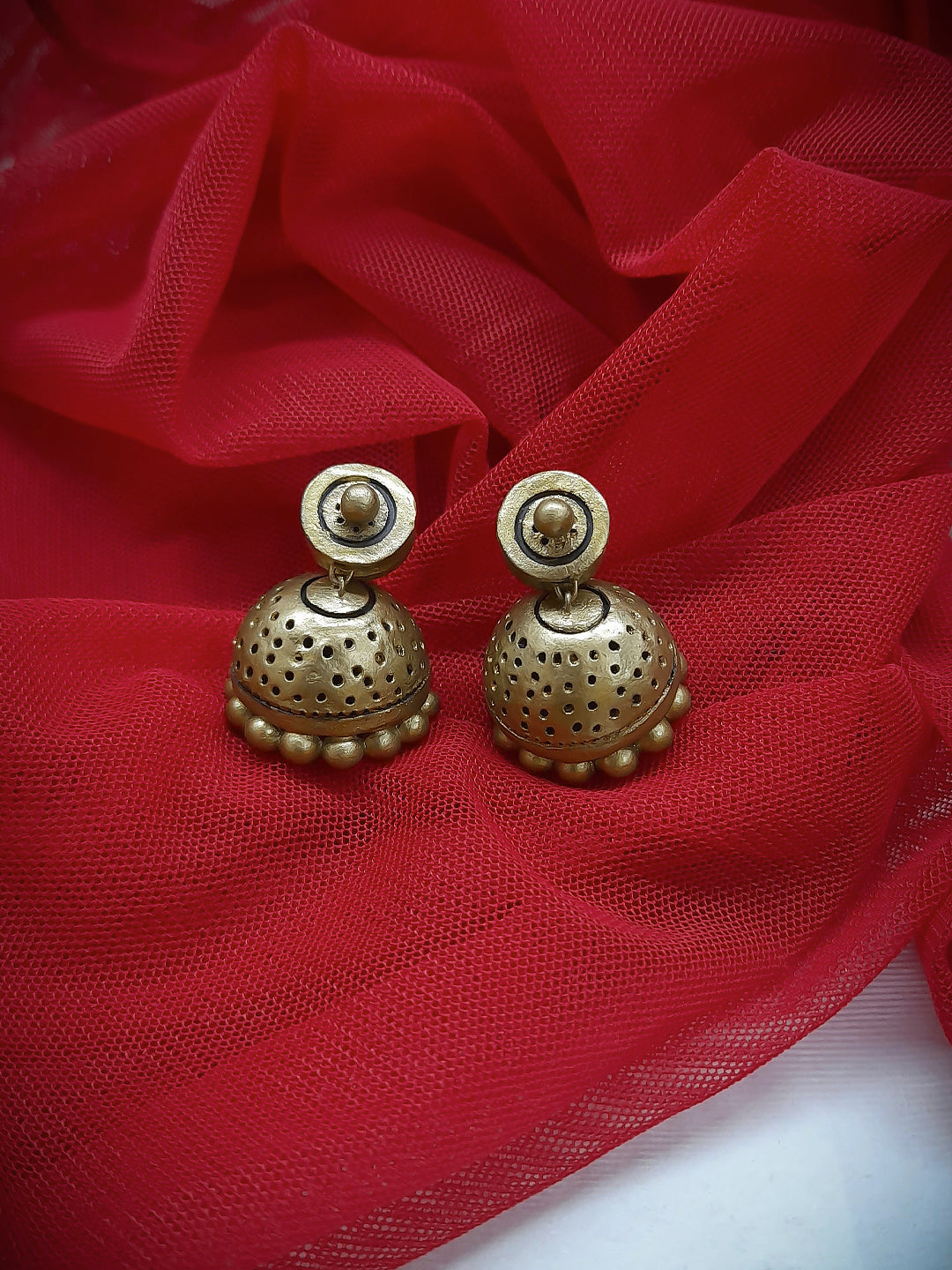 Circular Design Hand Painted Terracotta Earrings