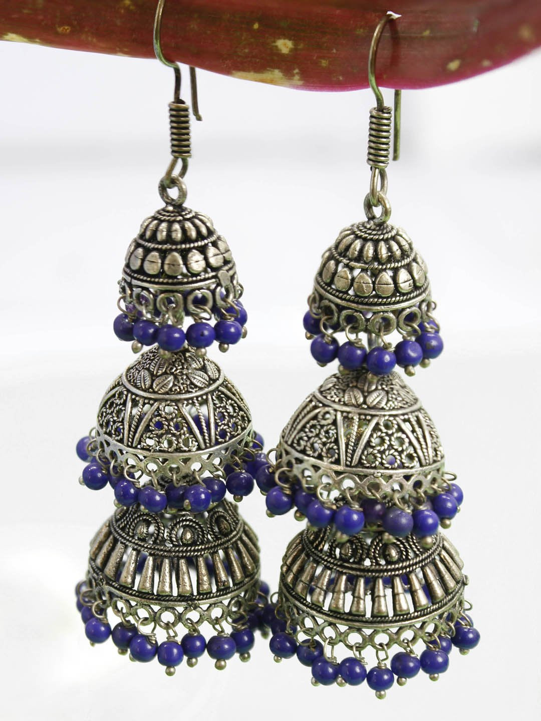 Silver Plated Geometric Design Hook Earring