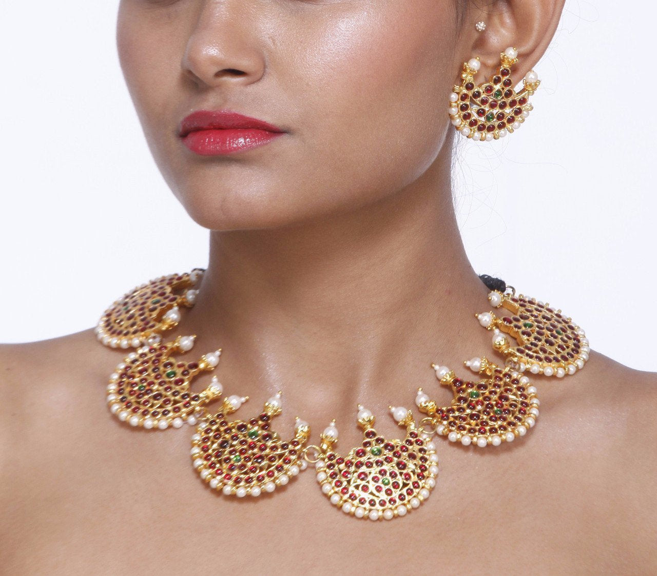 Classic Moon Shaped Motif With Matching Earrings