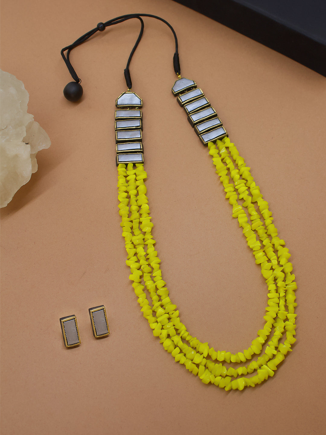 Rectangular Design Hand Painted Terracotta Jewellery Set