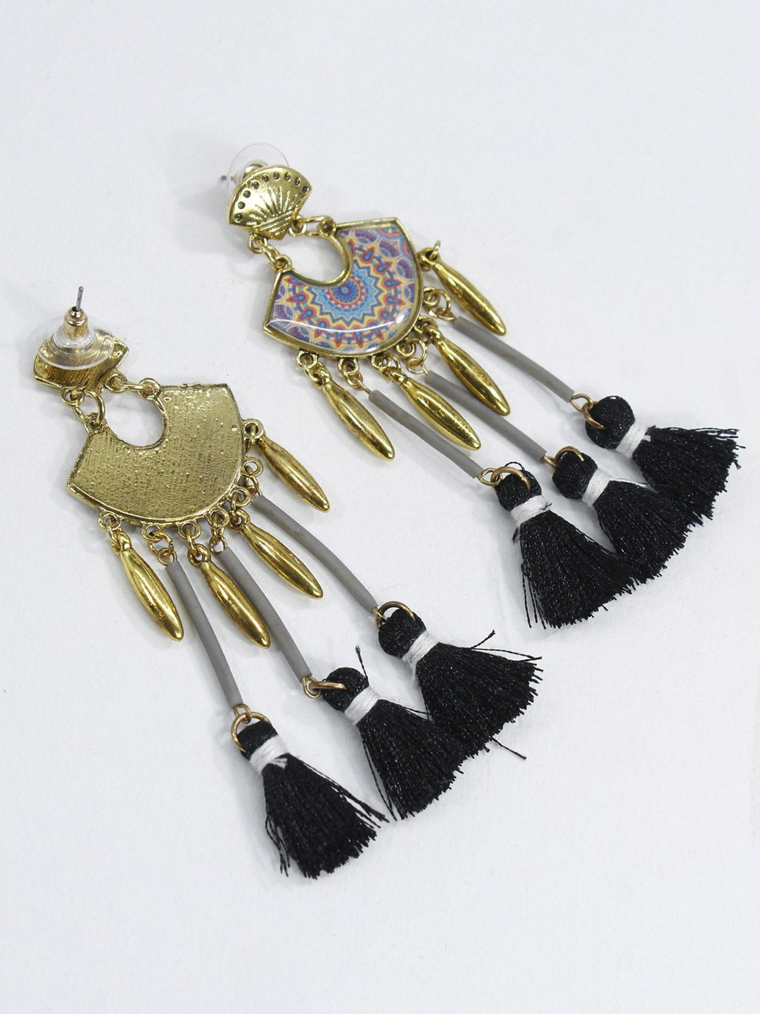 Black Color Tassel With Enamel Paint Earring