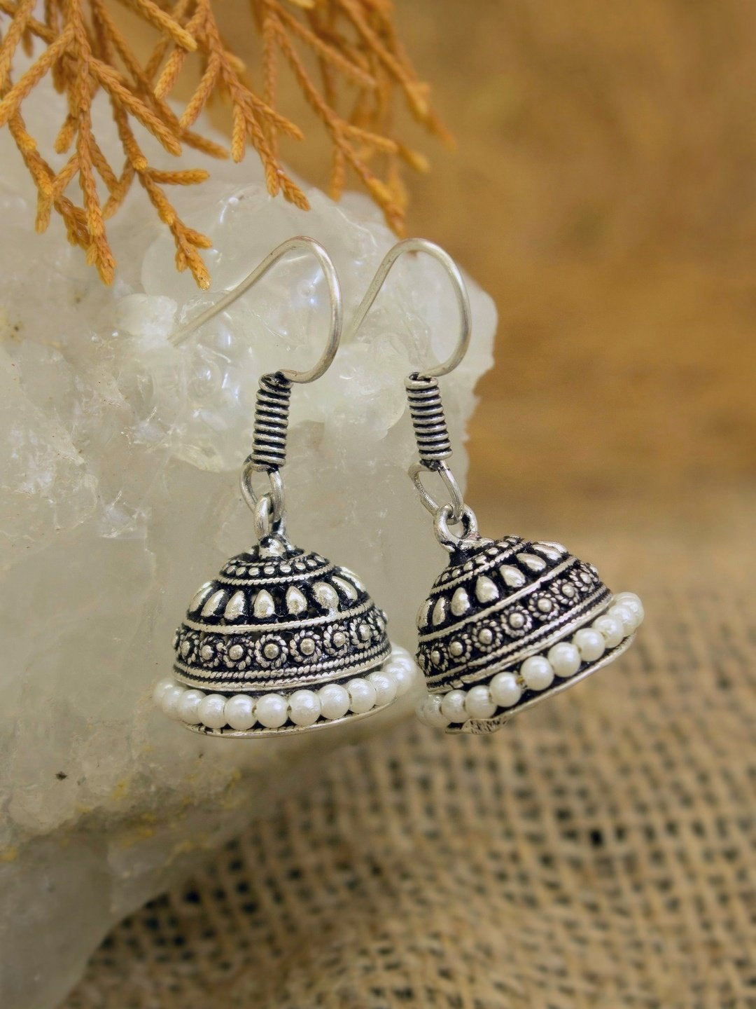 German Silver Jhumka Earrings – Jumkey Handmade Terracotta