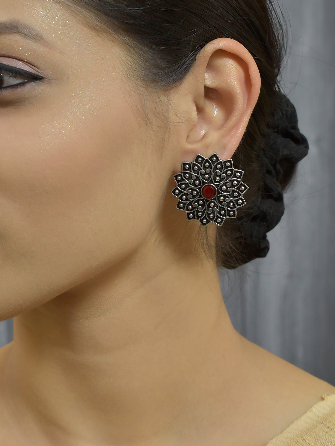 Flower Design German Silver Earring