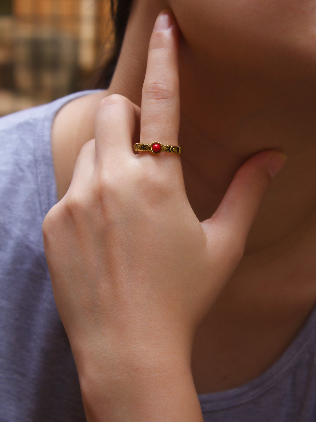 Gold Plated Geometric Design Finger Ring