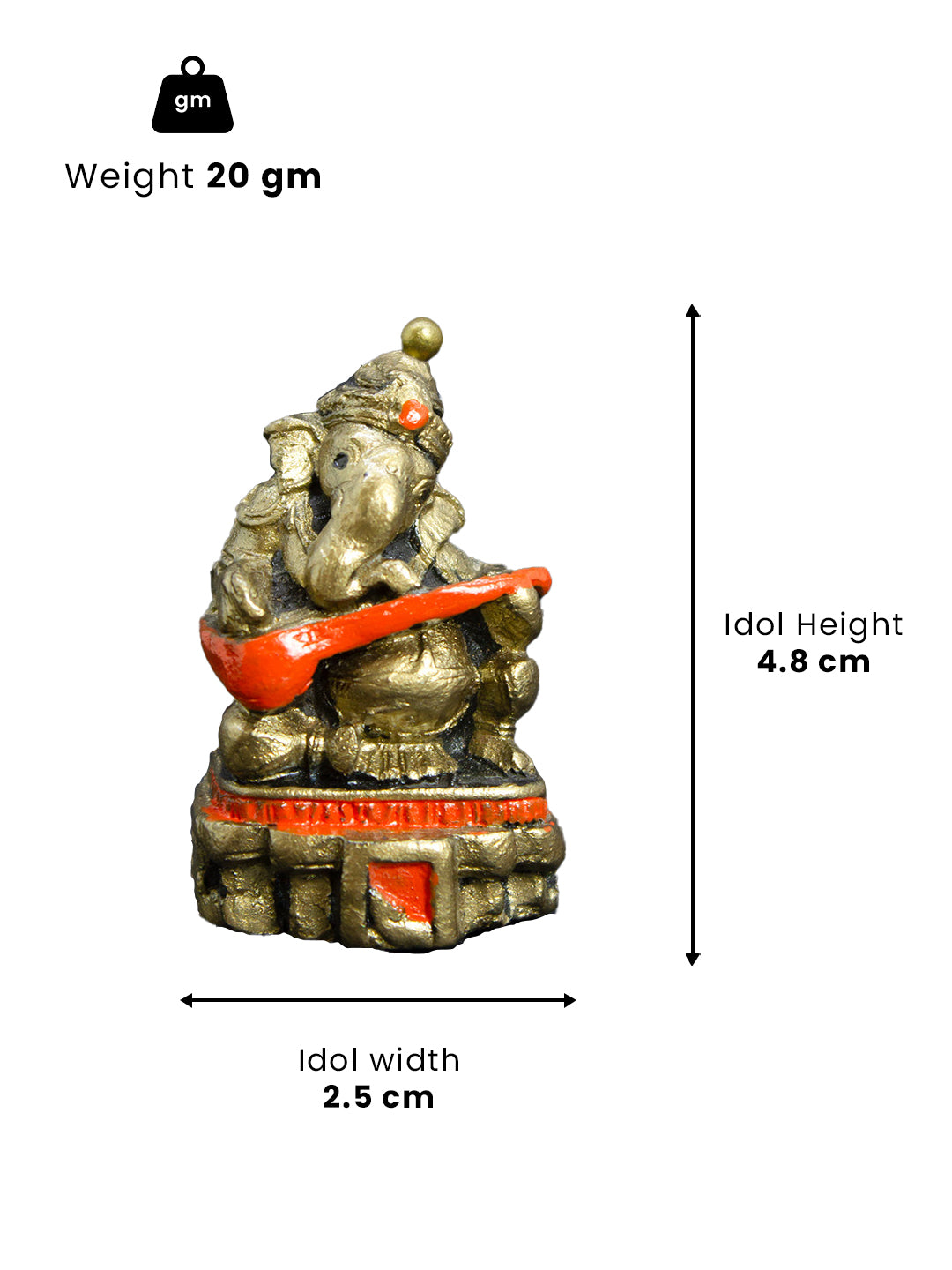 Handmade Terracotta Lord Ganesha Idol in Antique Gold# Cadmium Red for Gifting