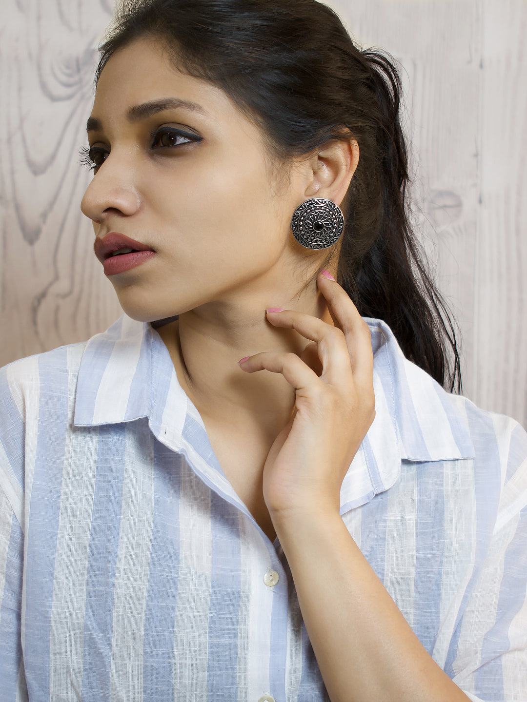 Circular Design German Silver Earring