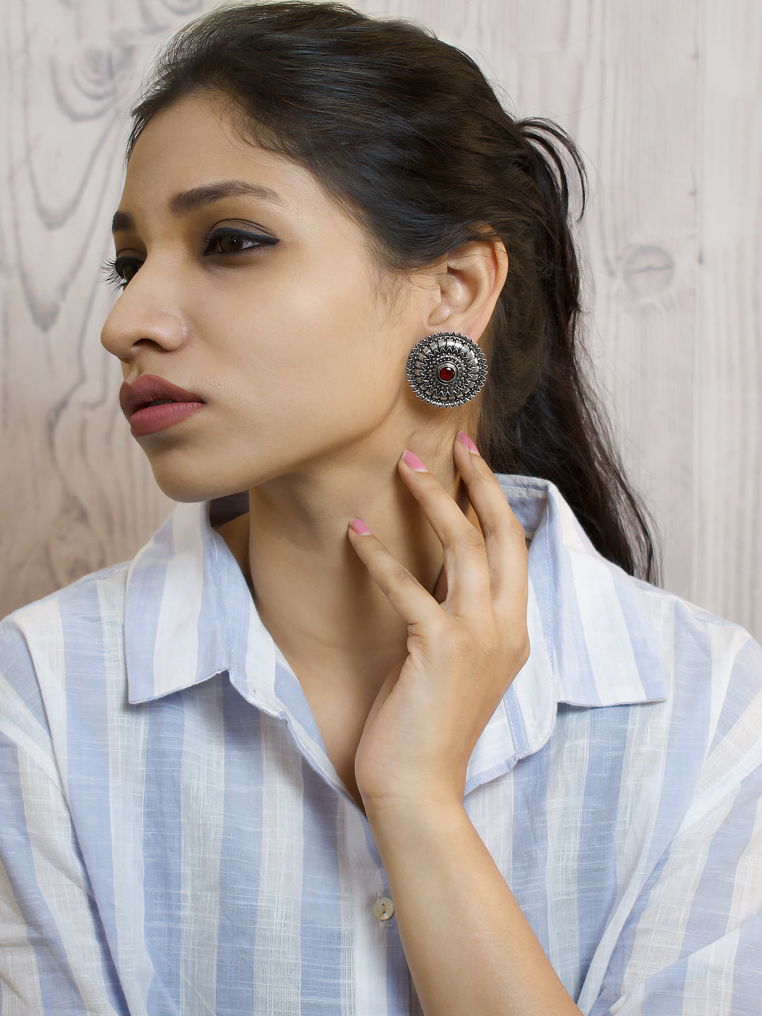 Flower Design German Silver Earring