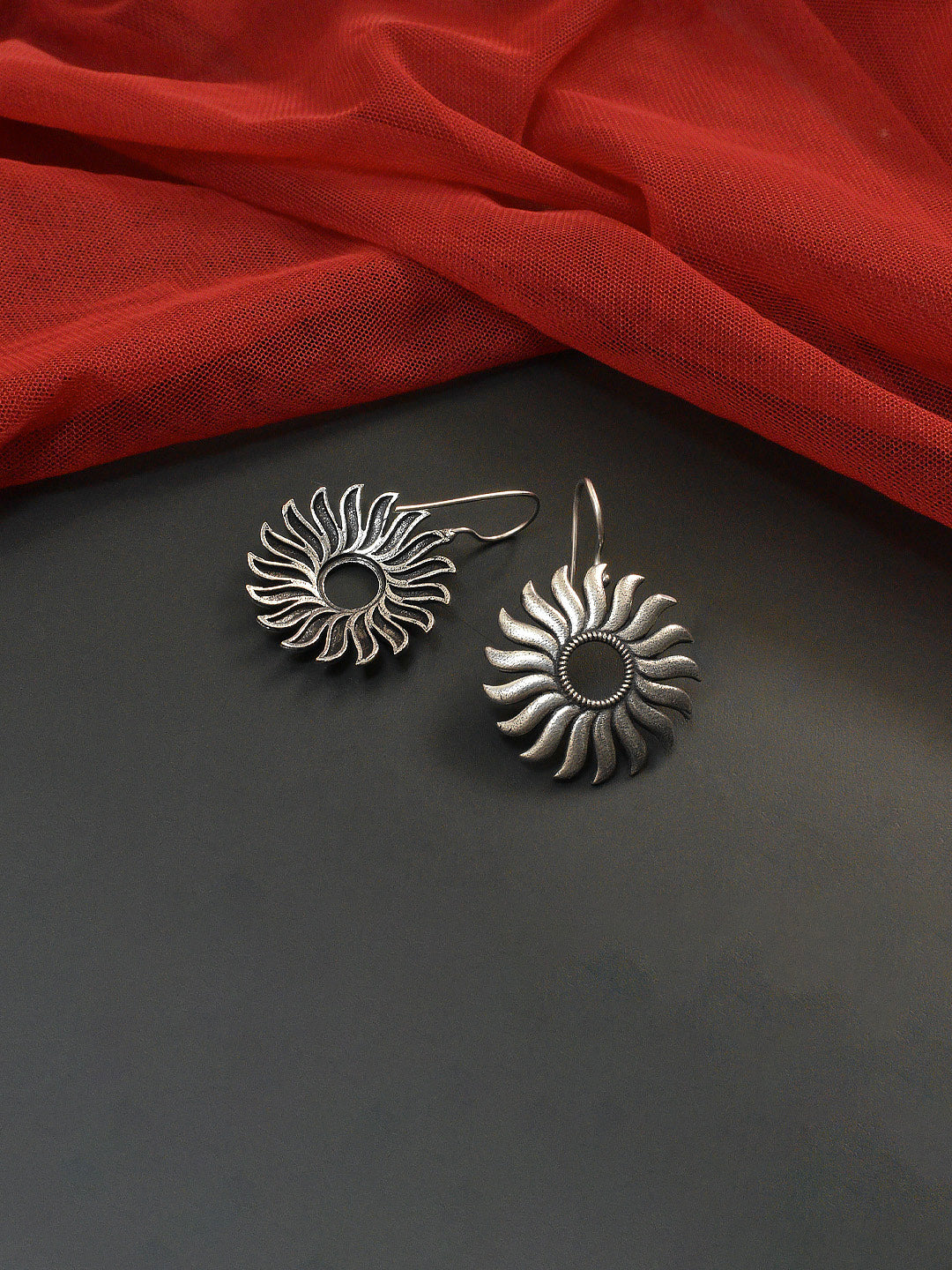 Flower Design German Silver Earring - Kantara