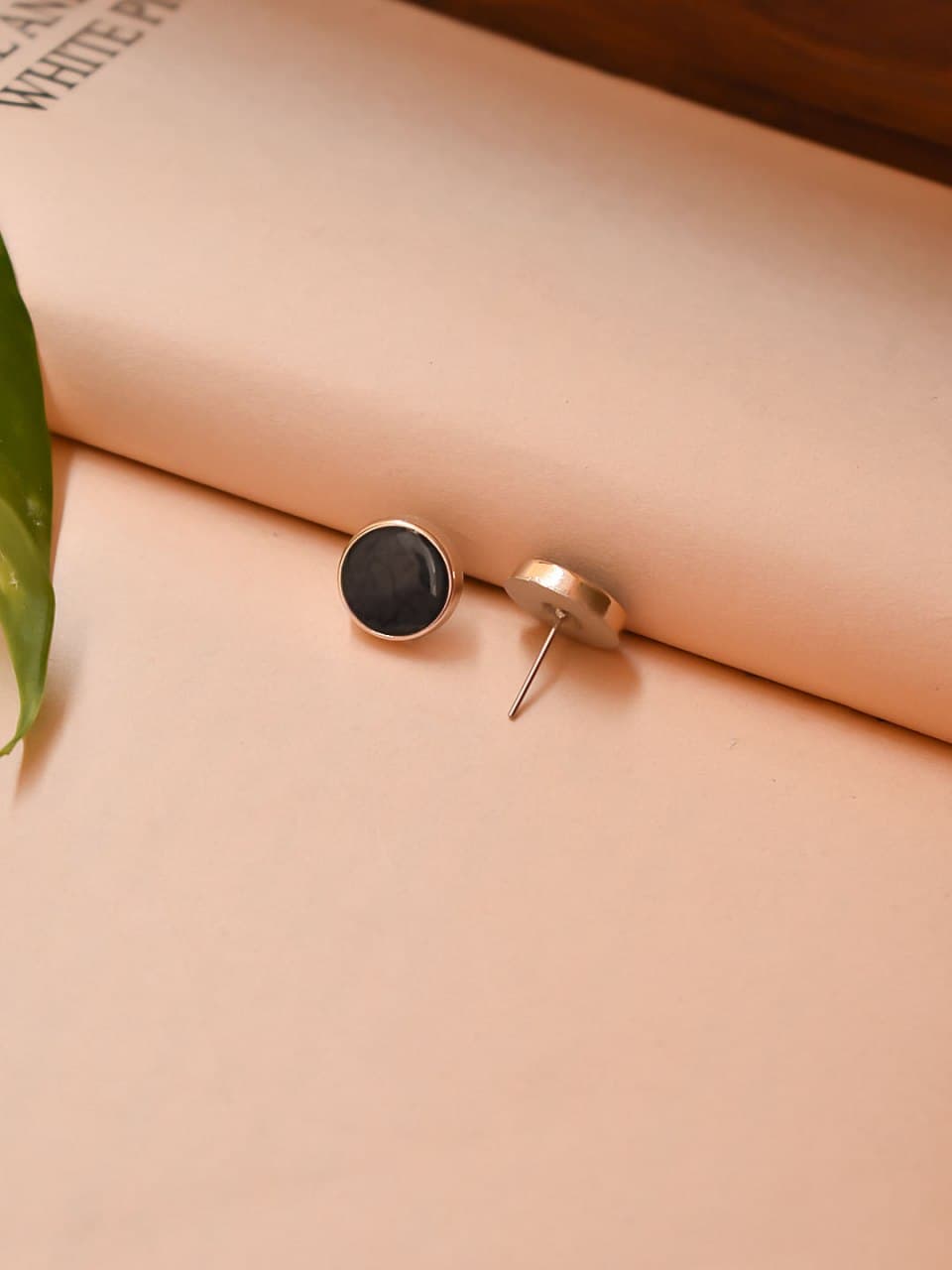 Black Color Plastic Stud Earrings