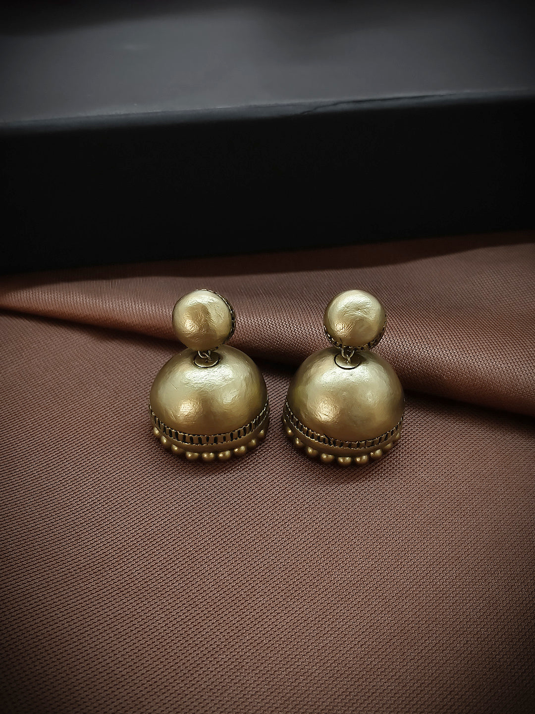 Anka Ruchi — Handmade Antique Gold Geometric Shape Terracotta Jhumka