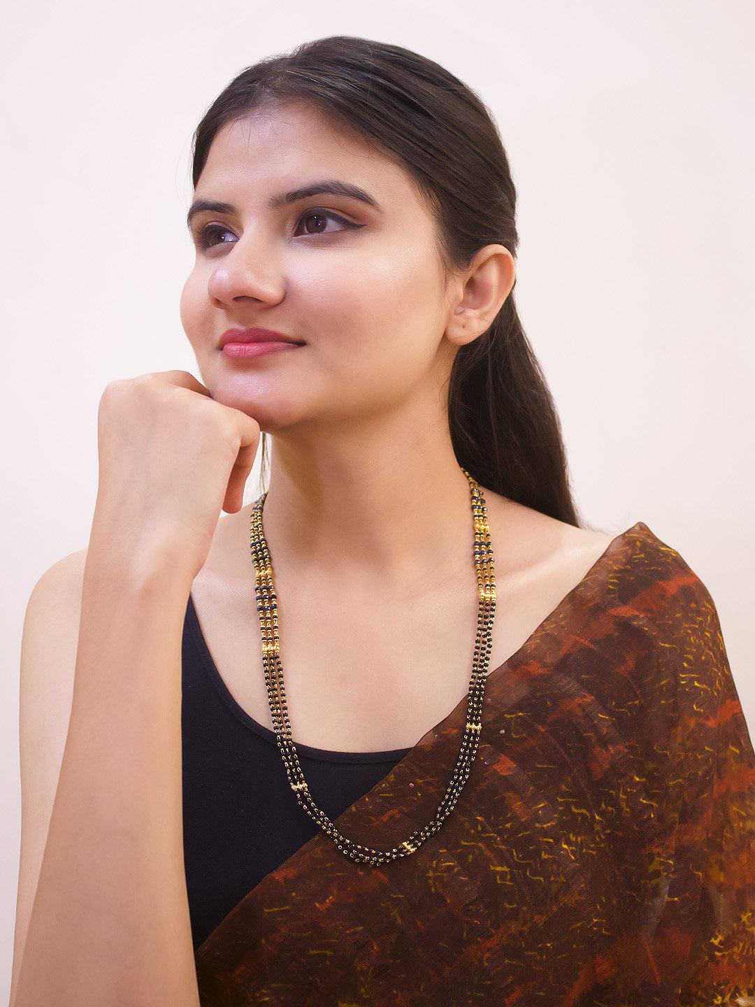Avismaya Gold Plated 3 Layered Mangalsutra Necklace