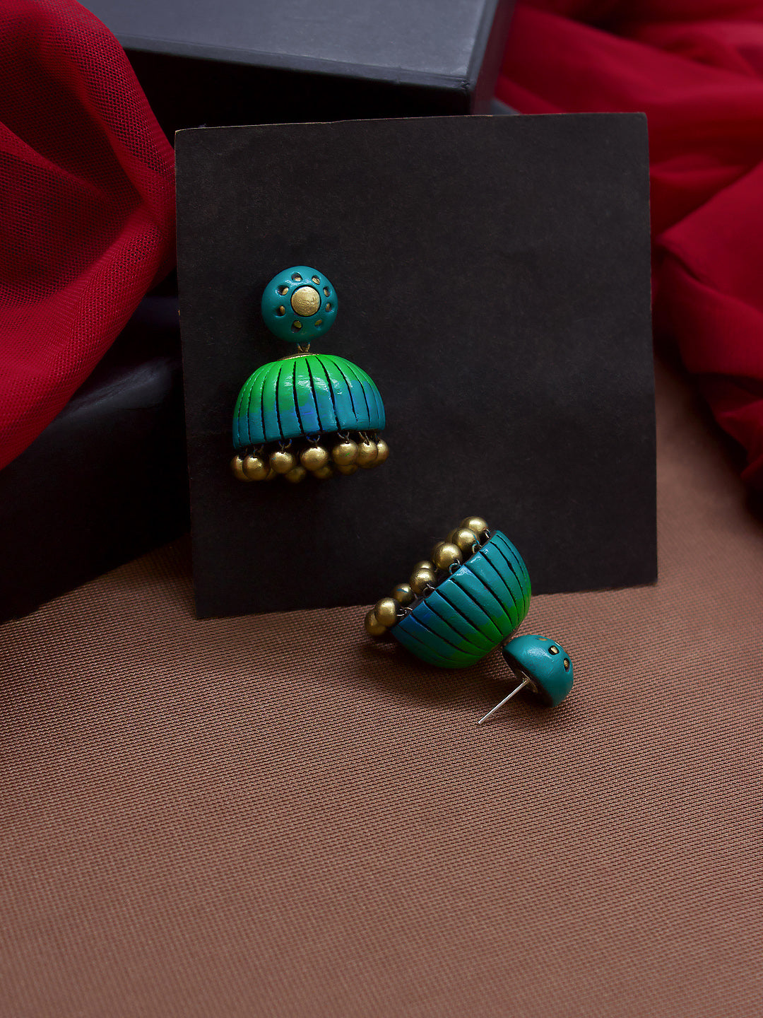 Komolini — Circular Design Hand Painted Terracotta Earrings