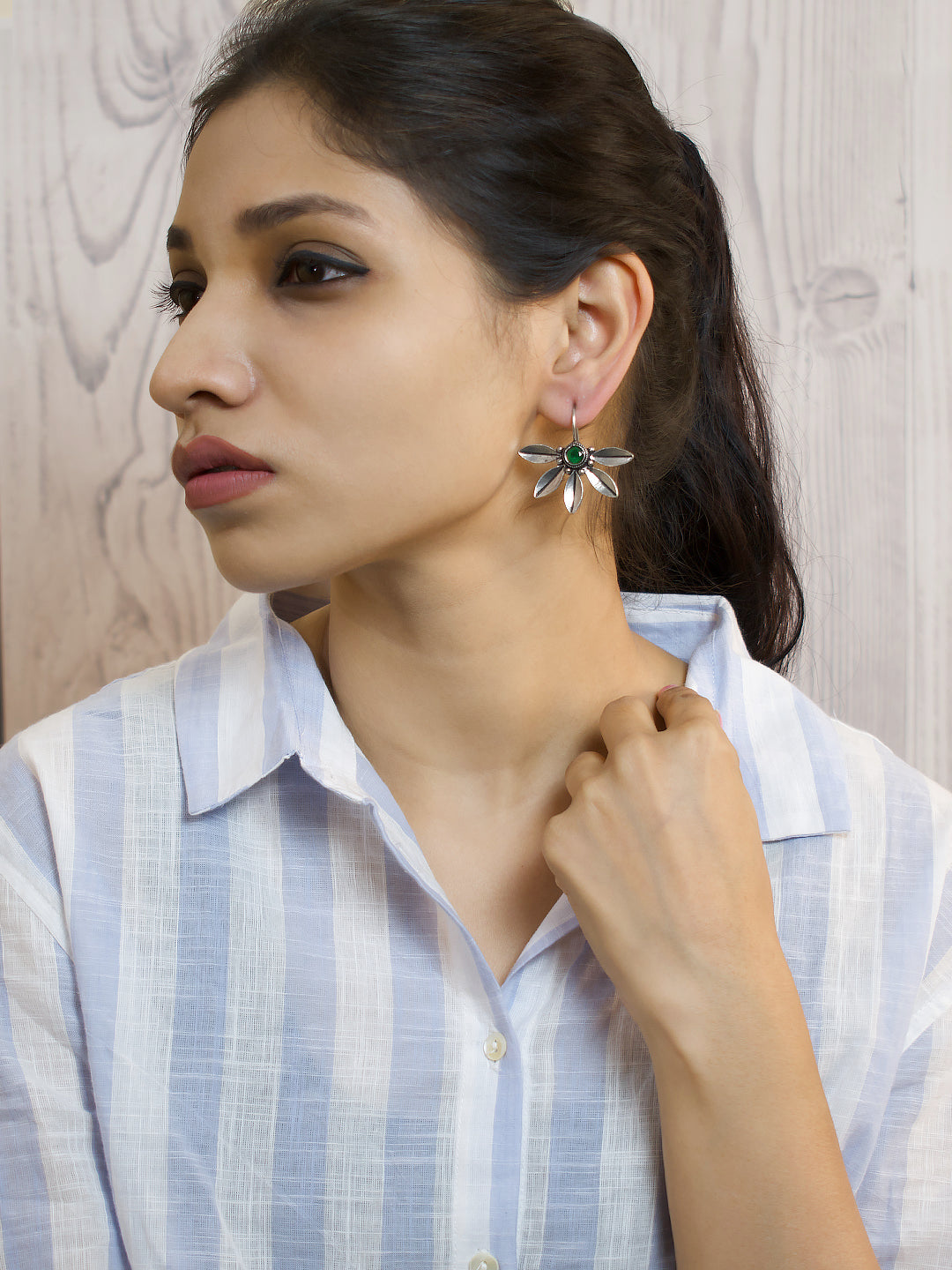 Leaf Design German Silver Earring