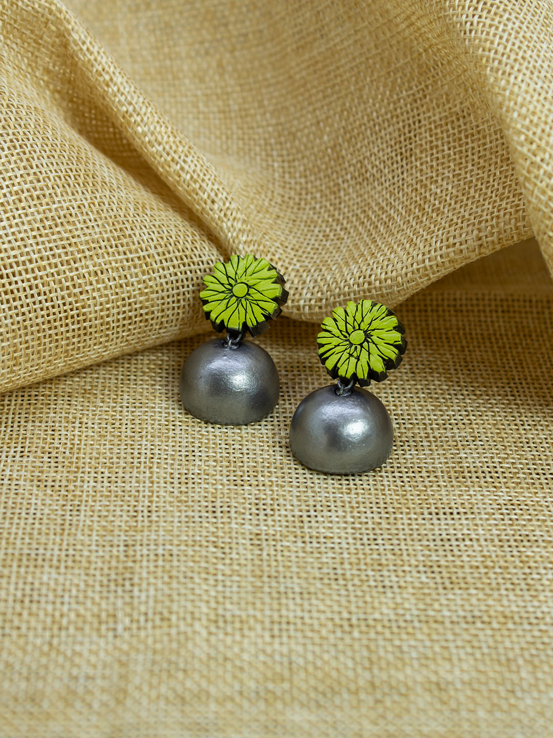 Kanika — Flower Design Hand Painted Terracotta Earrings