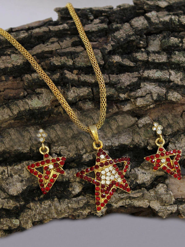 Avismaya Gold Plated Star Design Pendant Set With Chain