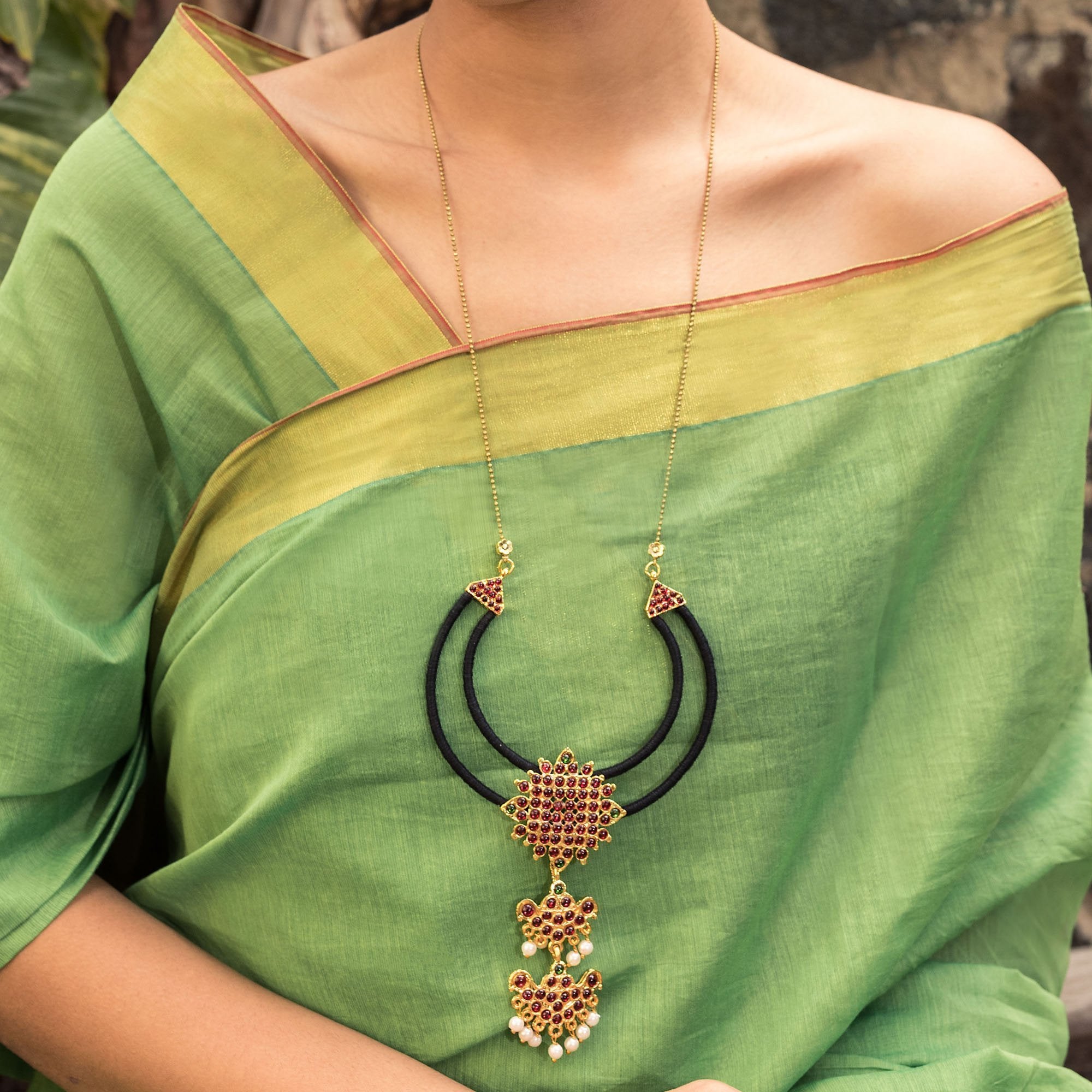 Designer Contemporary Geometric Design Long Necklace