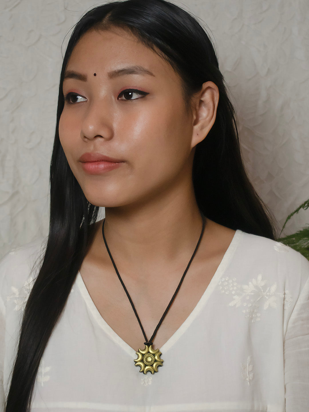 Antique Gold Half Moon Design Handmade Terracotta Necklace Set