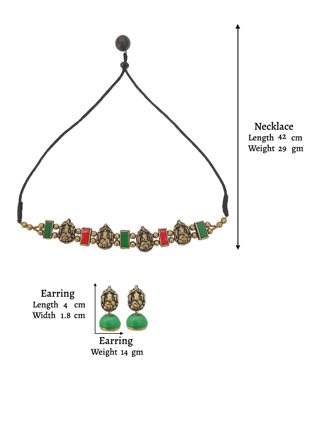 Mridulini — Ganesha Design Hand Painted Terracotta Jewelry Set