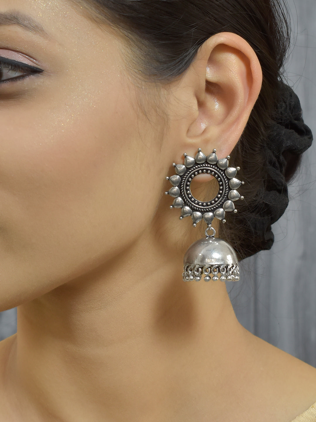 Sun Design German Silver Earring