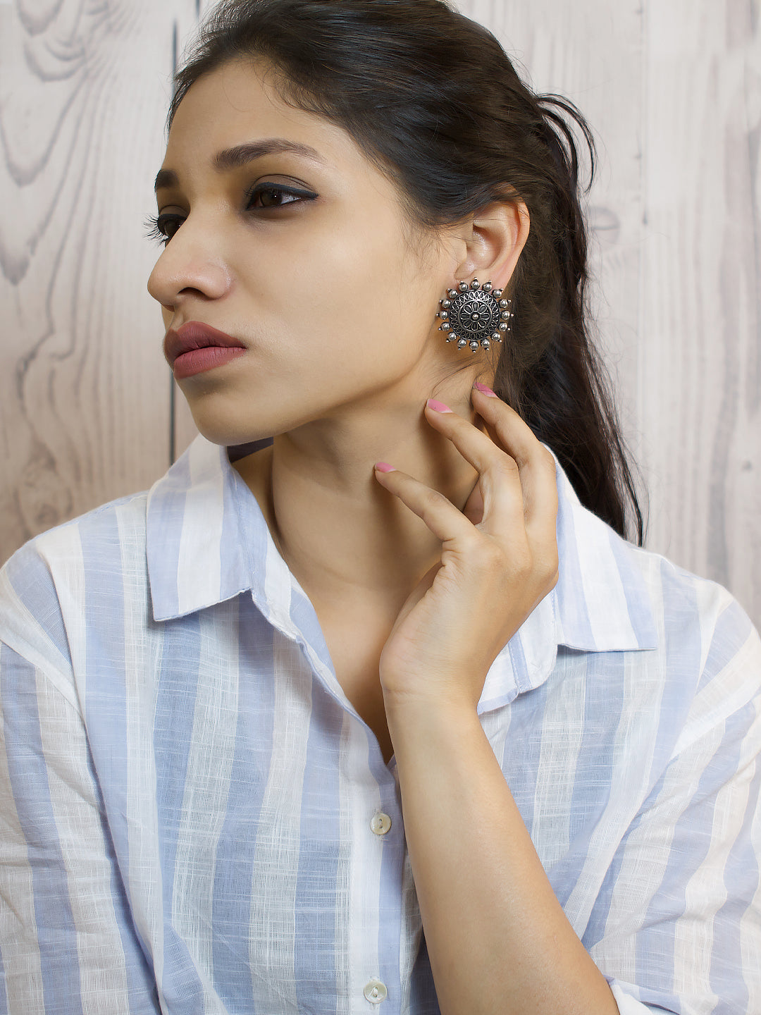 Flower Design German Silver Earring