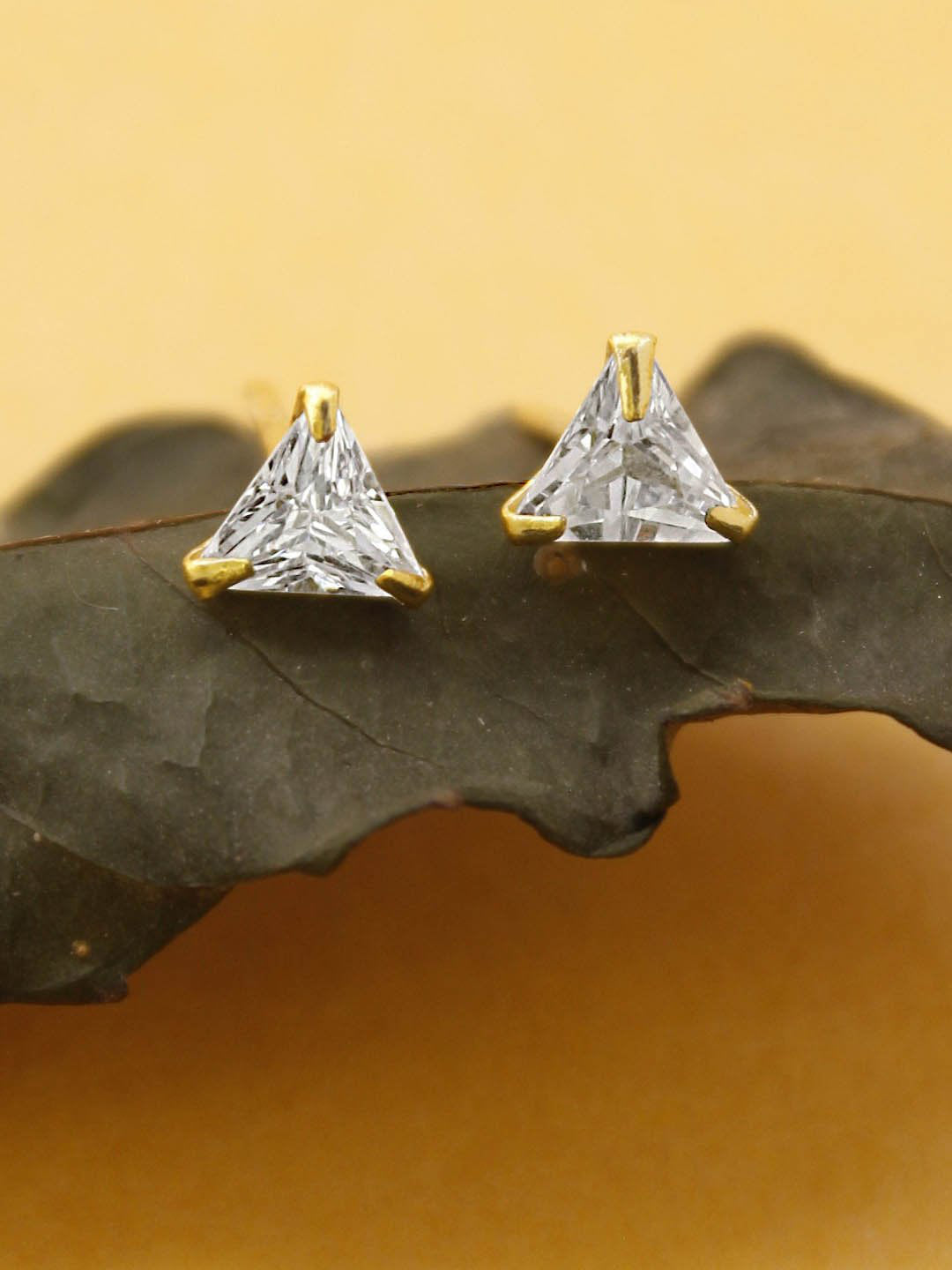 Avismaya Gold Tone With American Diamond Stone Stud Earring