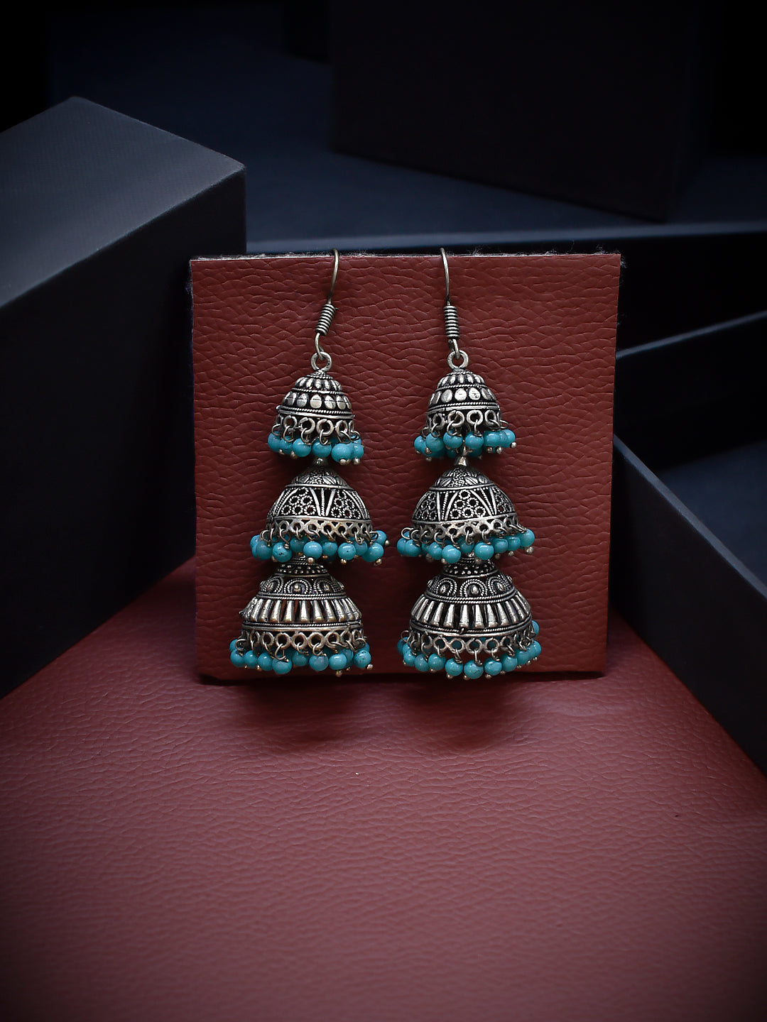 Silver Plated Geometric Design Hook Earring