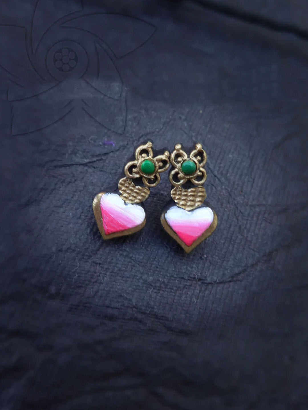 Heart Design Hand Painted Terracotta Jewelry Set