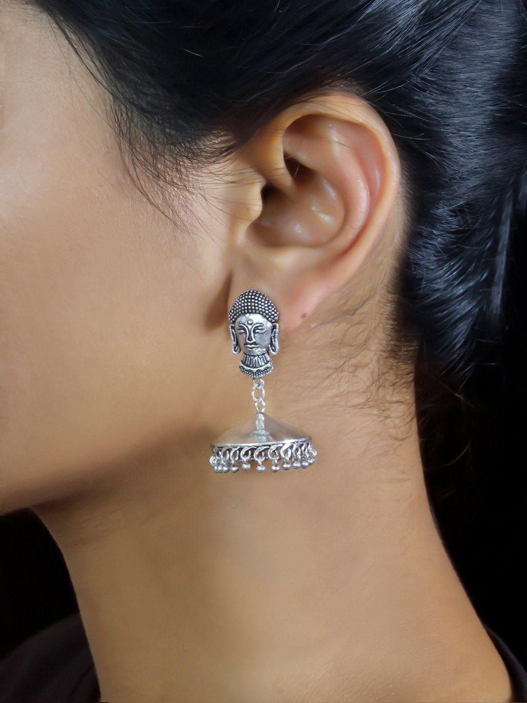 German Silver Tribal Buddha Jhumka