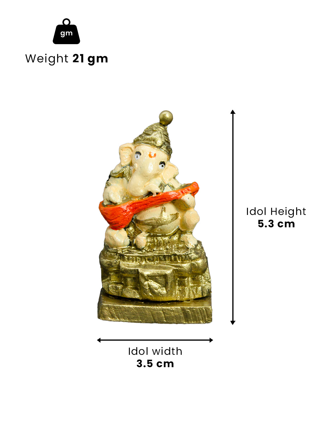 Handmade Terracotta Lord Ganesha Idol in Cream# Anique Gold# Cadmium Red Idol for Gifting