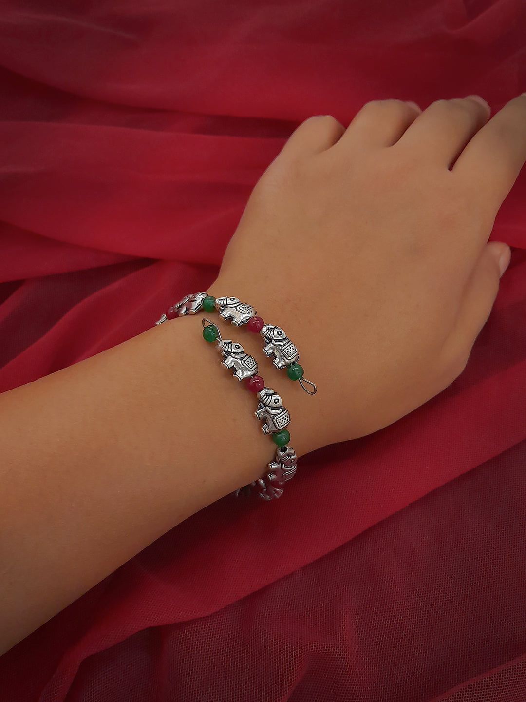 Elephant Design German Silver Bangle