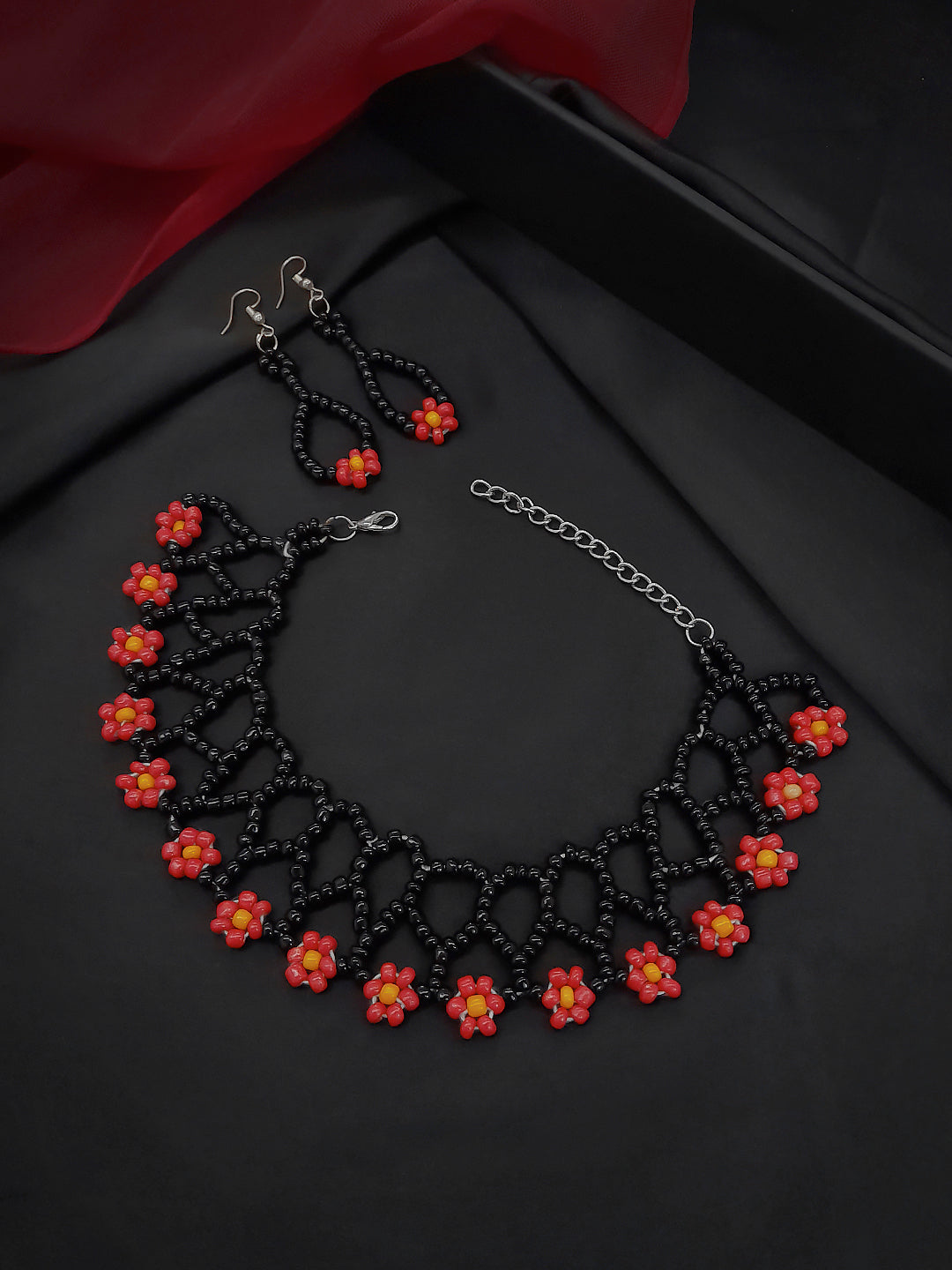 Flower Design Glass Bead Jewelry Set