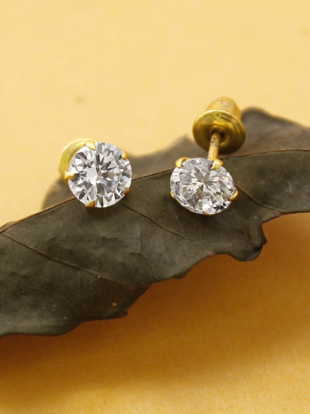 Avismaya Gold Tone With American Diamond Stone Stud Earring