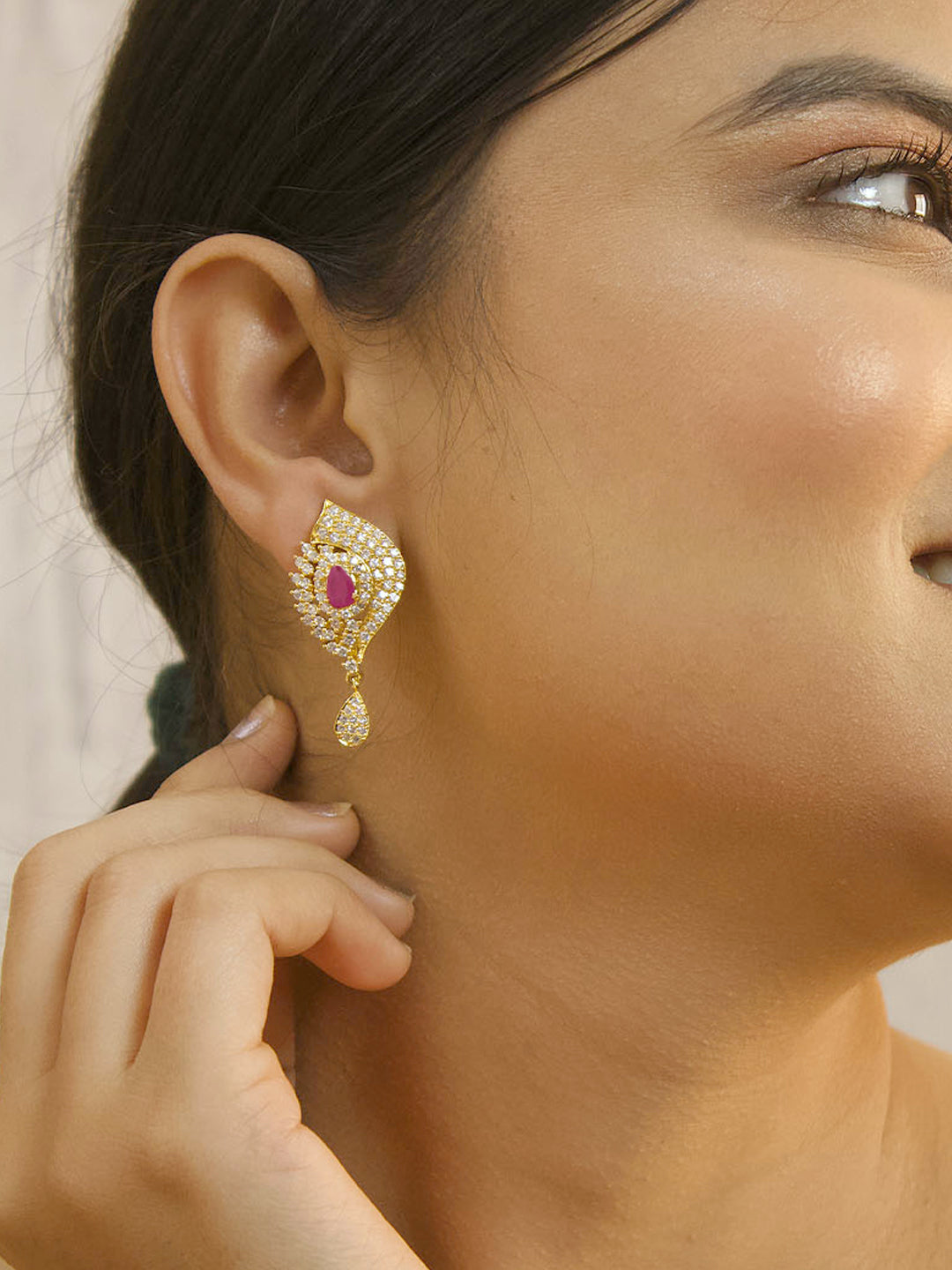 Avismaya Gold Plated Floral Design Drop Earring