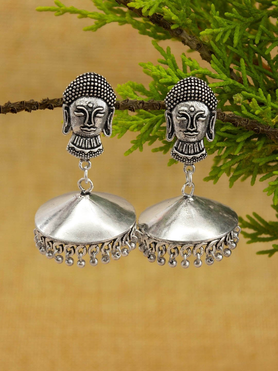 German Silver Tribal Buddha Jhumka