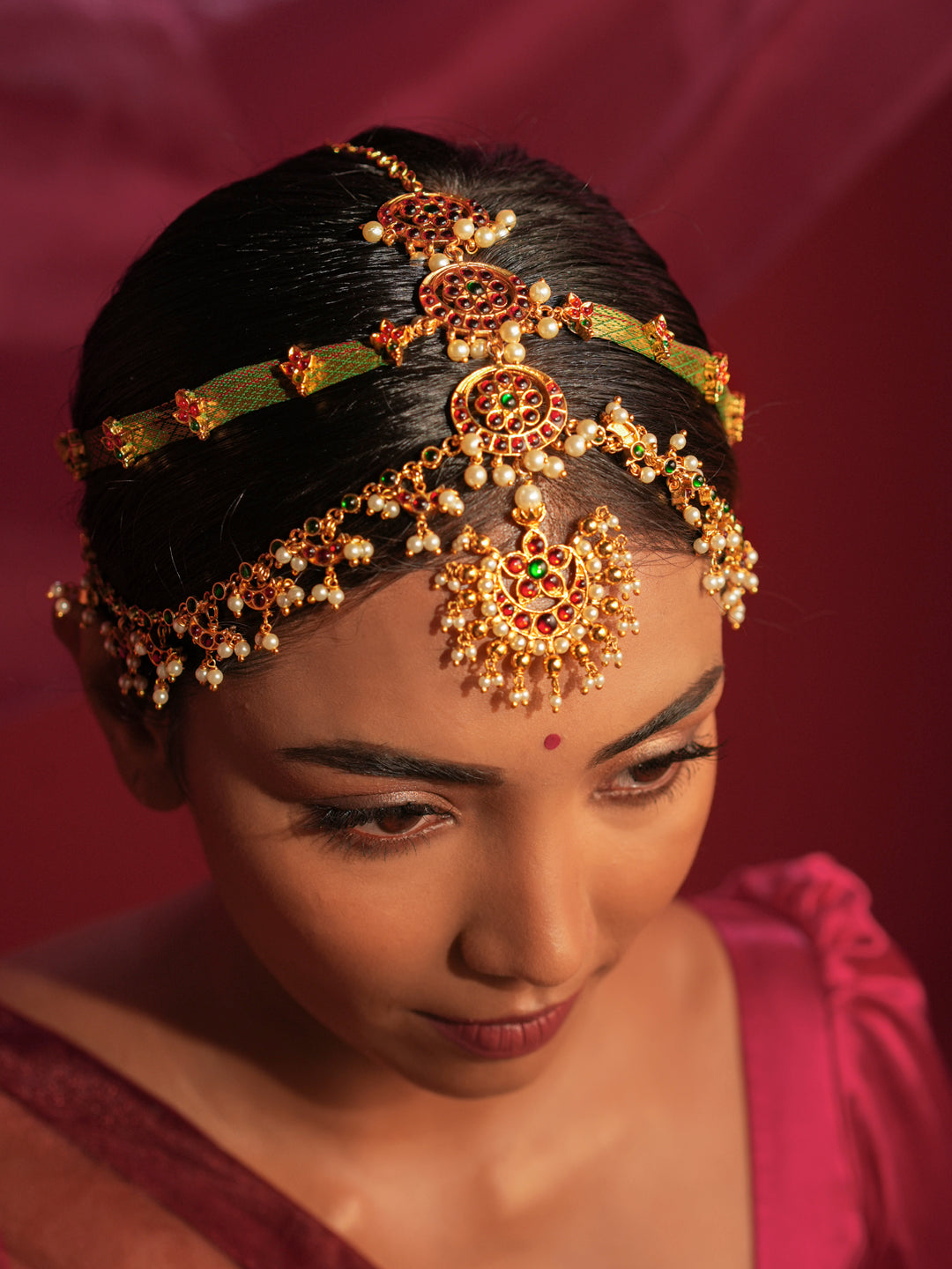 Zarinah — Gold Tone Temple and Zari Mathapatti