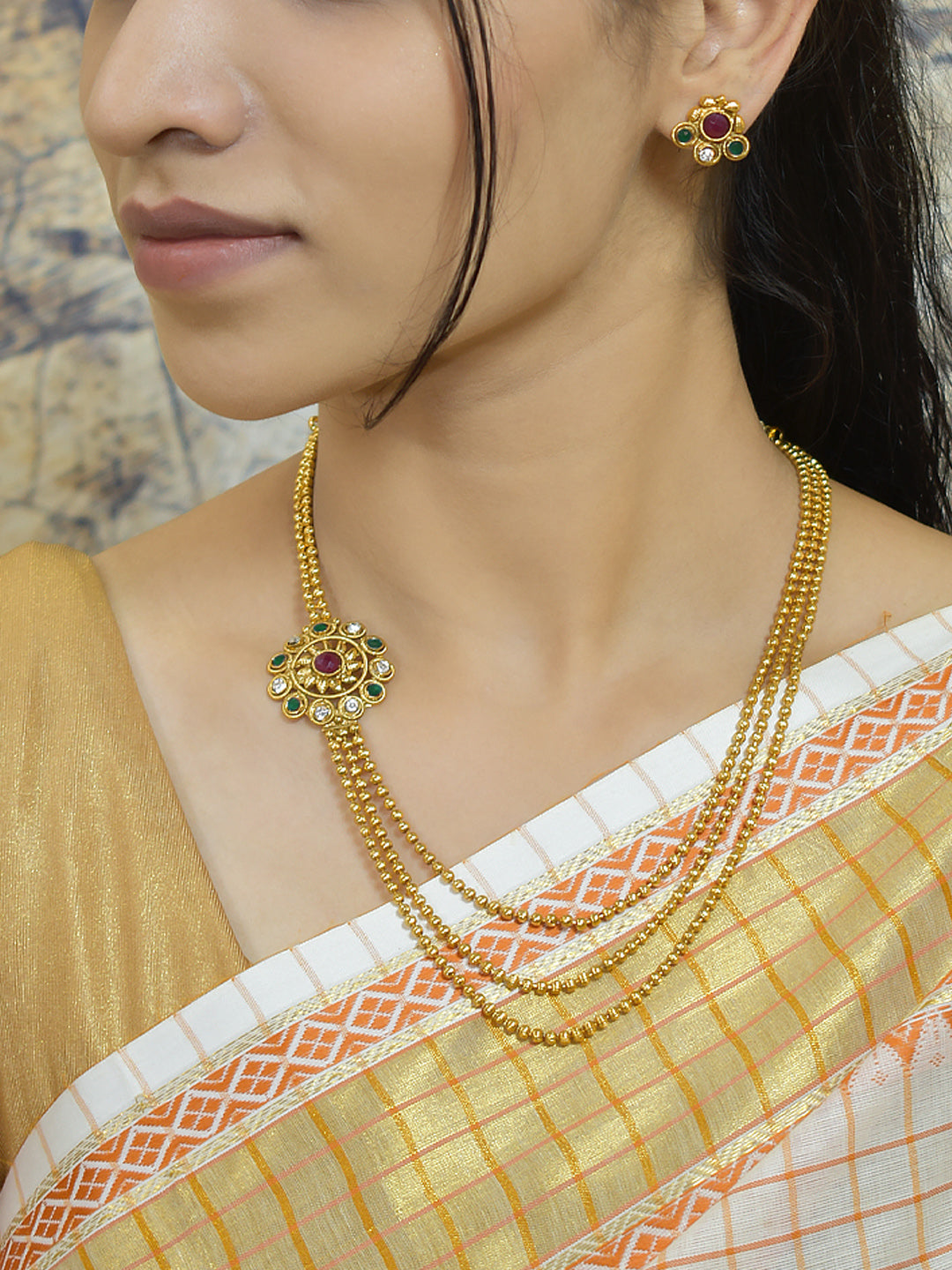 Line Necklace With One Side Pendant Necklace Set – Jumkey