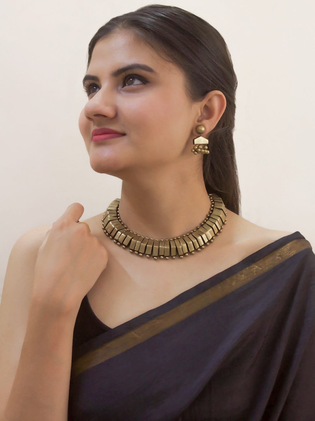 Spike Design Hand Painted Terracotta Jewellery Set