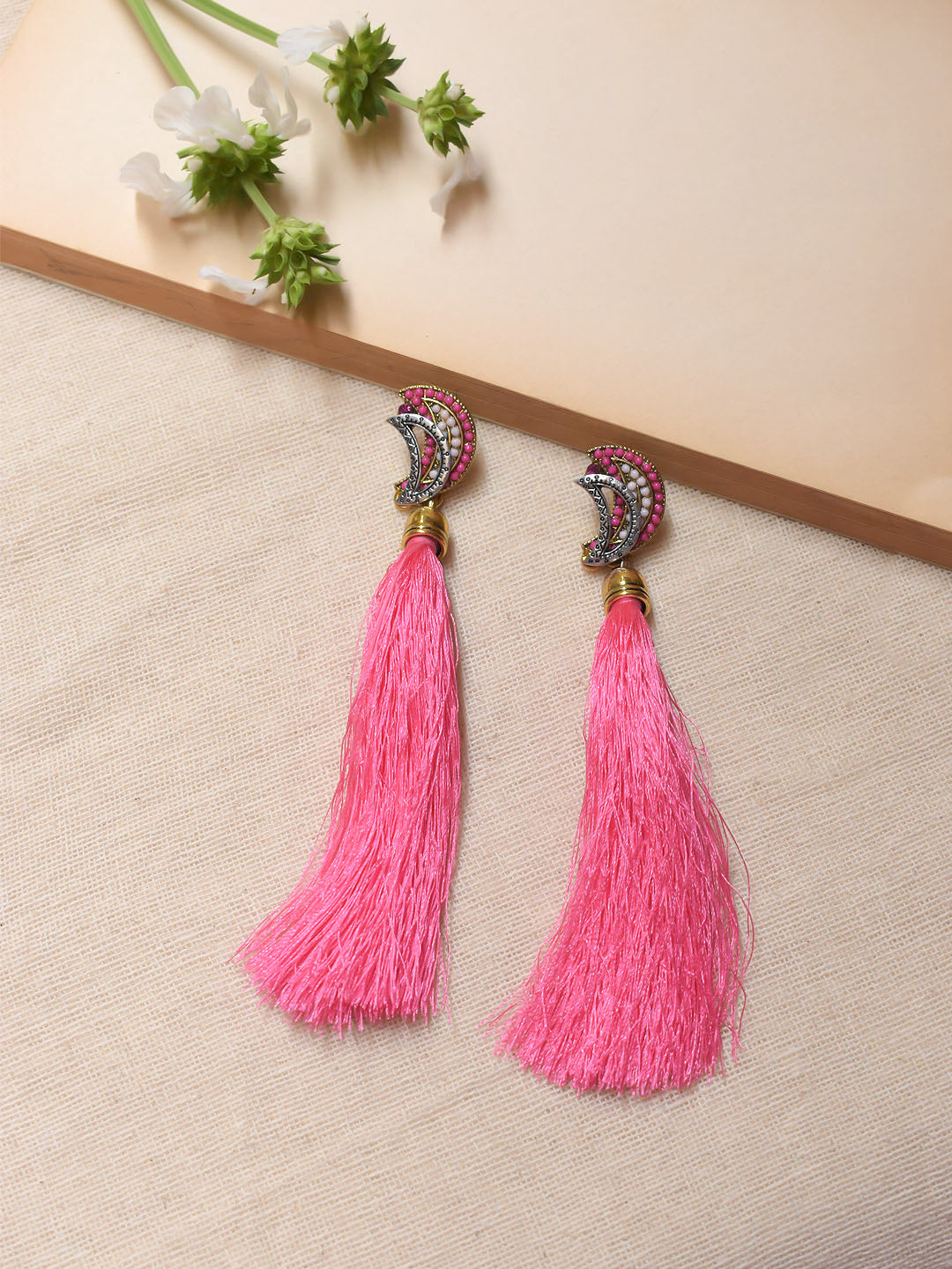 Half Moon Design Fabric Earring