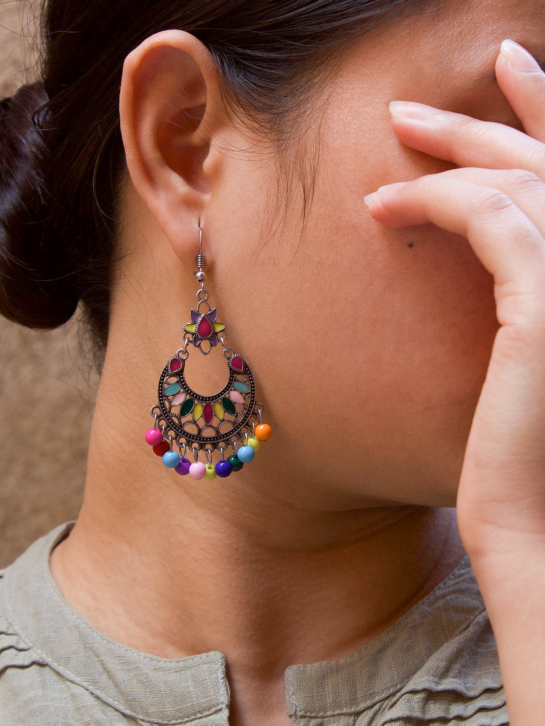 Geometric Design Multicolor Earring