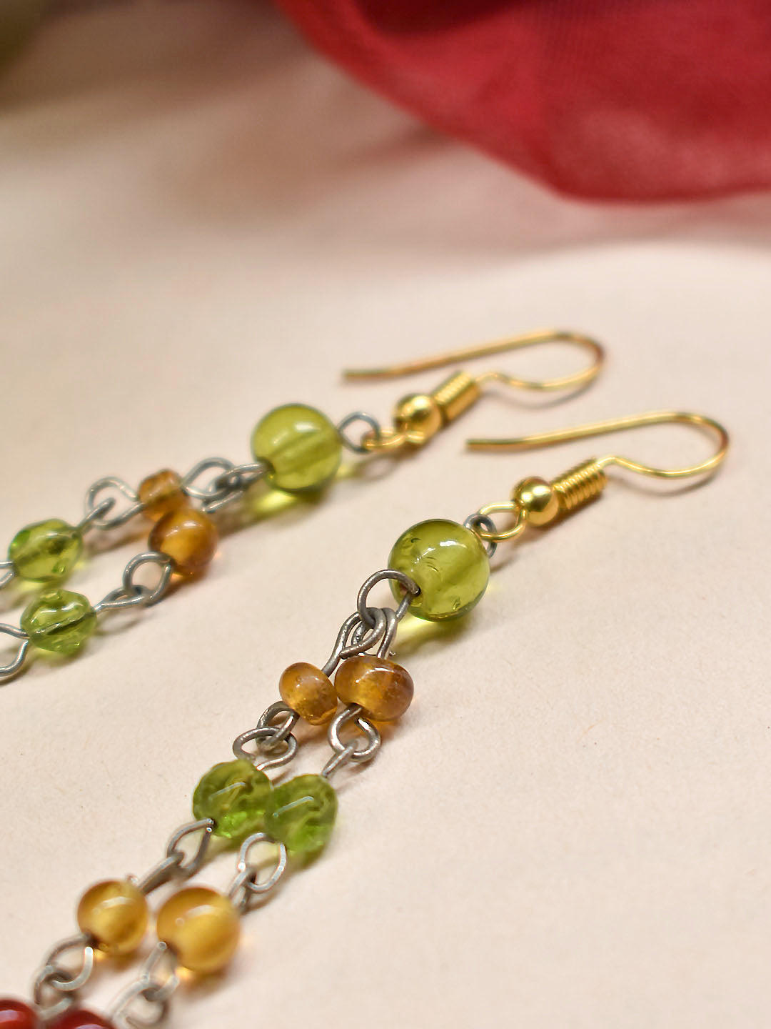 Dual Toned Two Layered Multicolor Beads Drop Earring