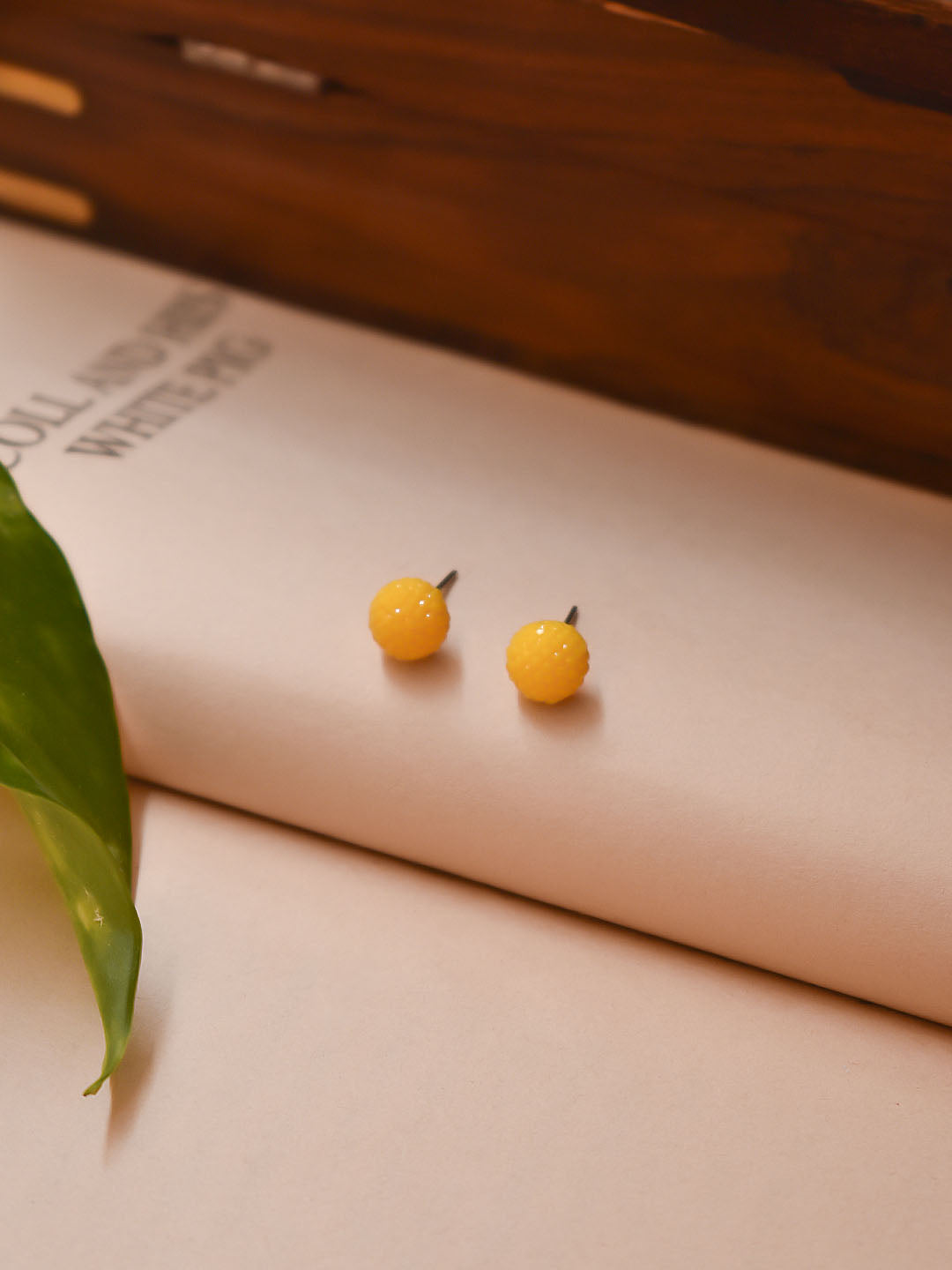 Yellow Color Plastic Stud Earring