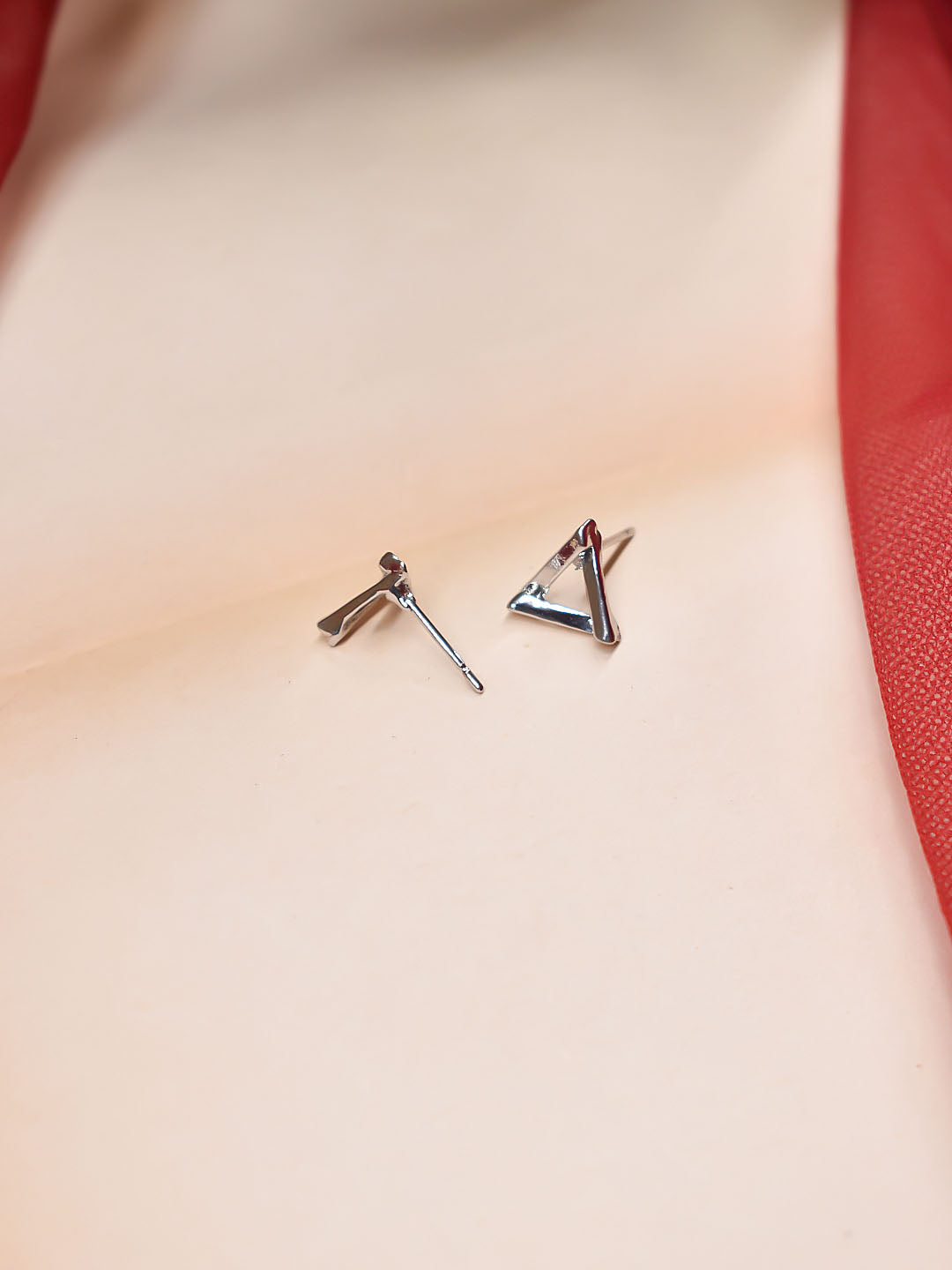 Silver Plated Triangular Shape Stud Earrings