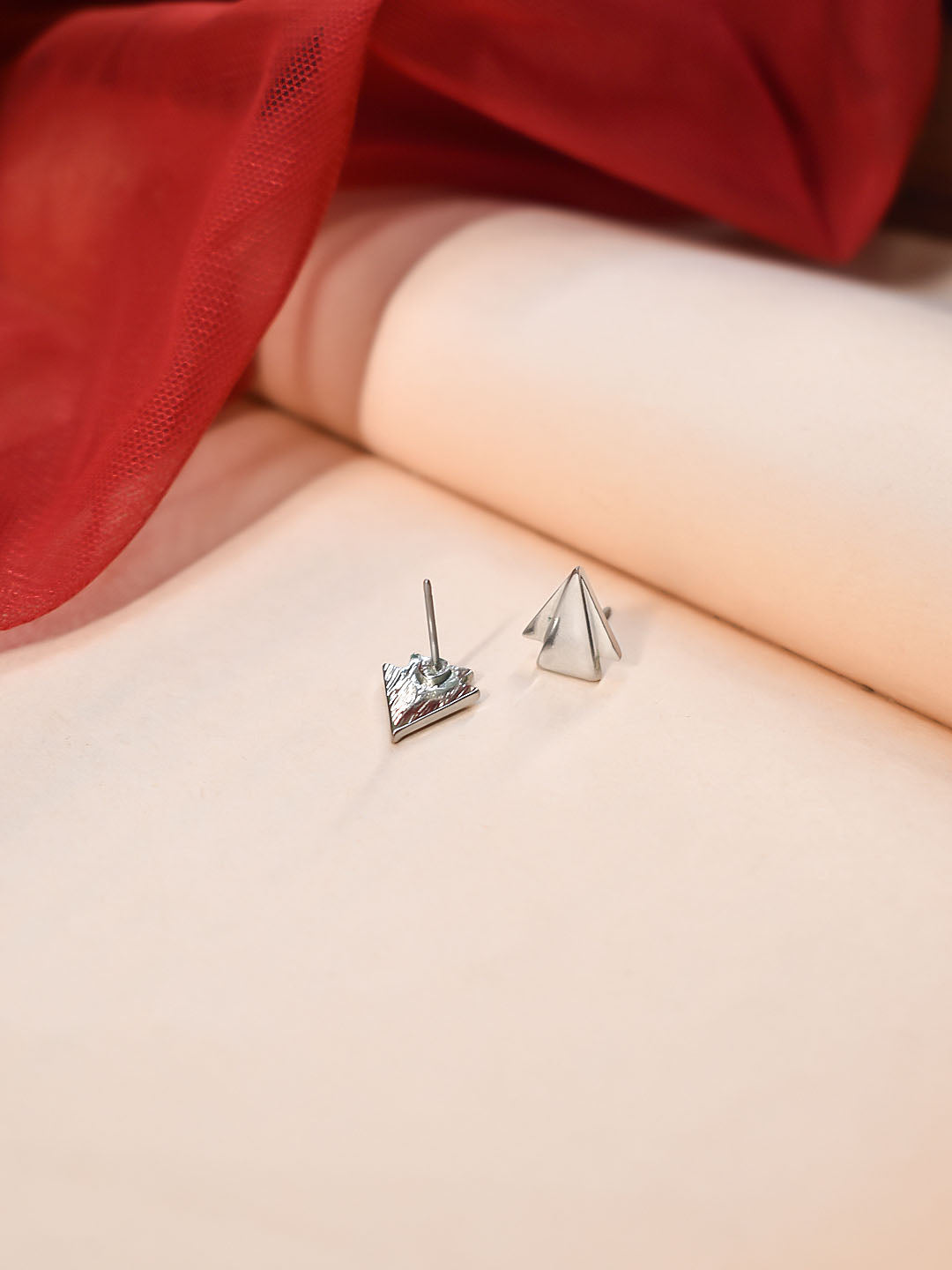 Silver Plated Arrow Design Stud Earrings