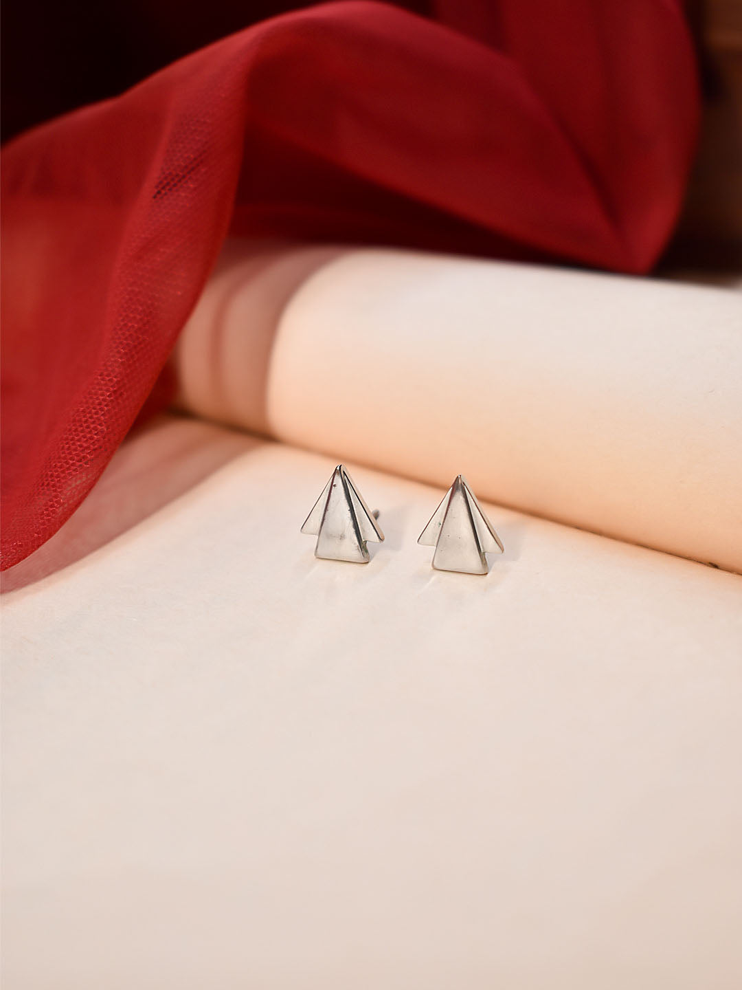 Silver Plated Arrow Design Stud Earrings