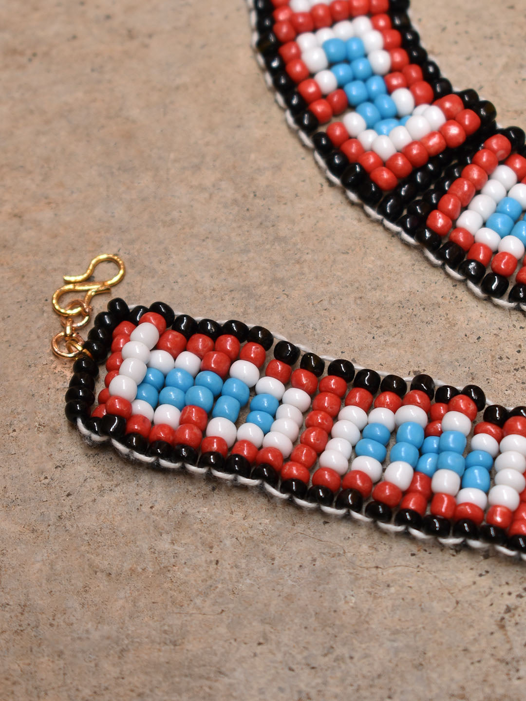 Glass Seed Beads Multicolor Gold Plated Boho Tribal Necklace And Bracelet